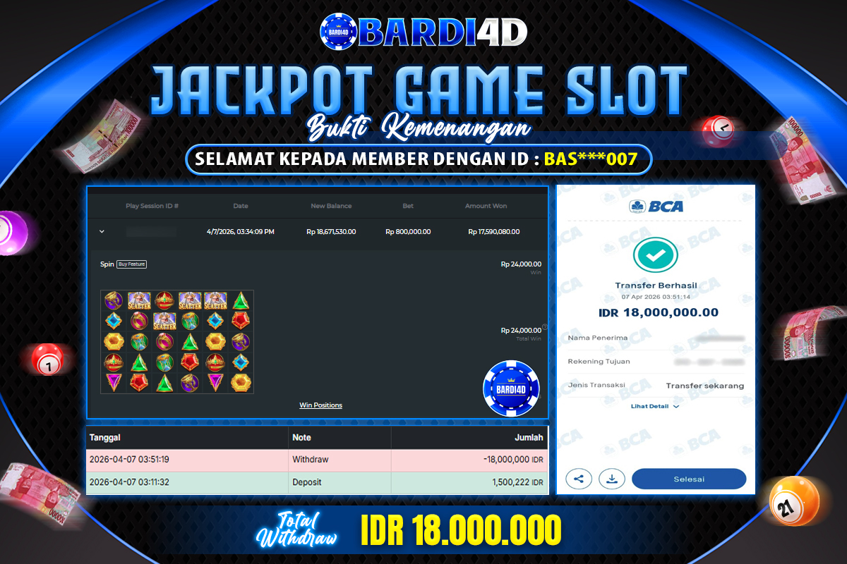 BARDI4D - BAYAR JACKPOT SLOT GATES OF OLYMPUS TOTAL RP.18.000.000 | DIBAYAR LUNAS