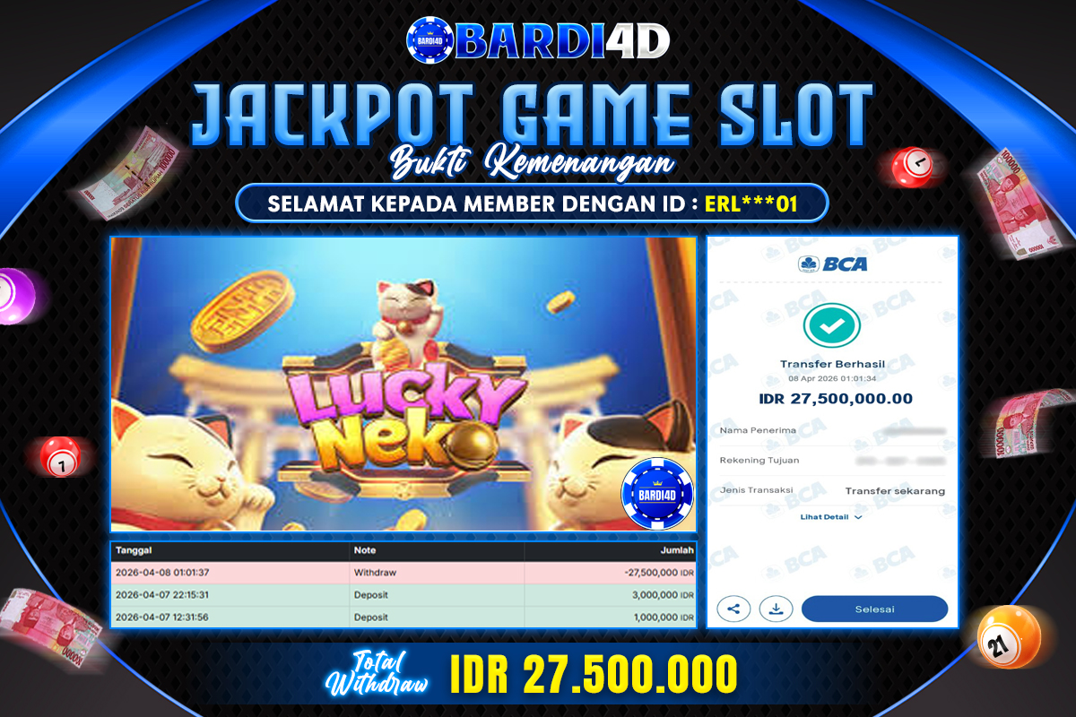 BARDI4D - BAYAR JACKPOT SLOT LUCKY NEKO TOTAL RP.27.500.000 | DIBAYAR LUNAS