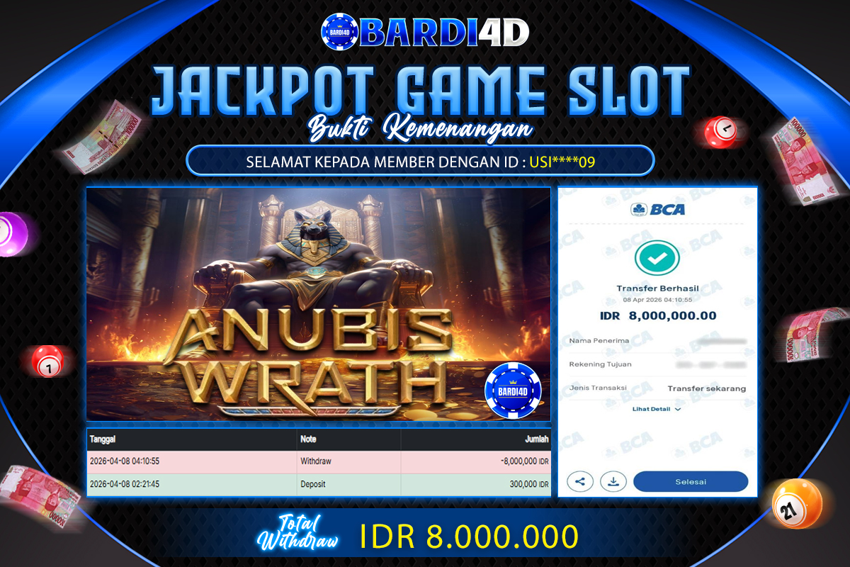BARDI4D - BAYAR JACKPOT SLOT ANUBIS WRATH TOTAL RP.8.000.000 | DIBAYAR LUNAS
