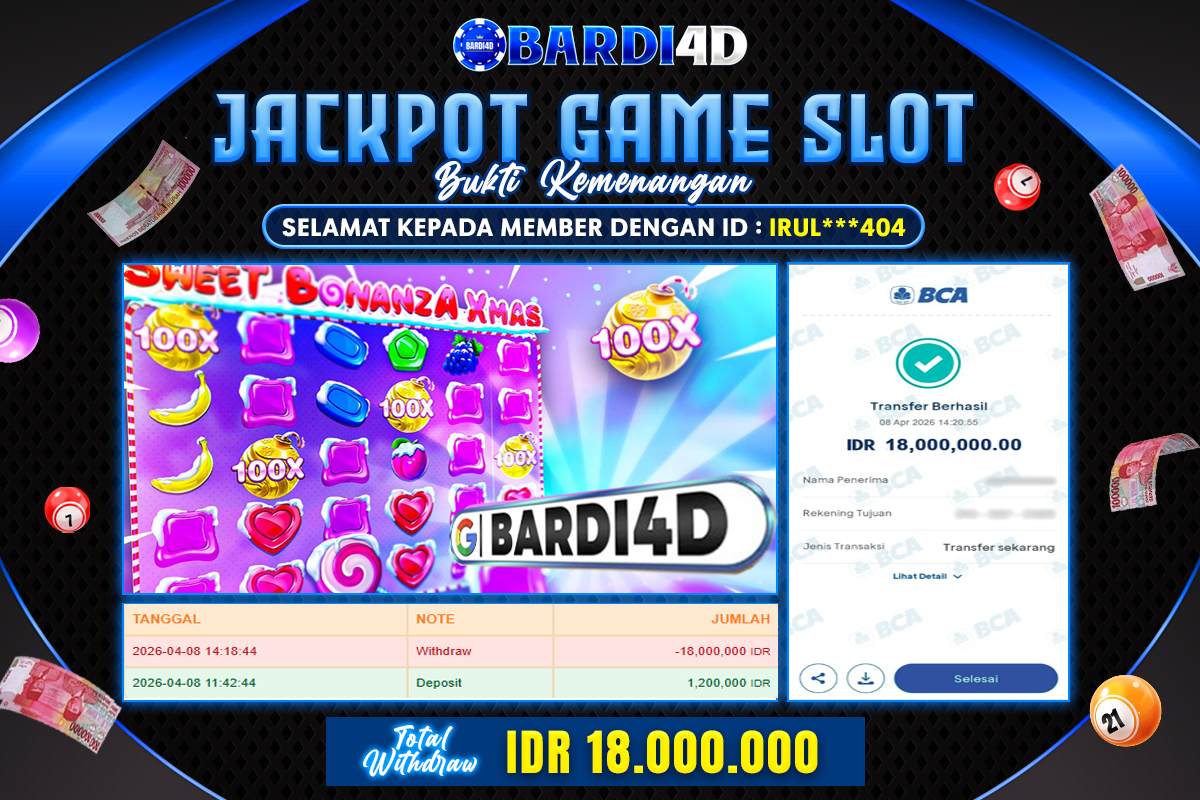 BARDI4D - BAYAR JACKPOT SLOT SWEET BONANZA XMAS TOTAL RP.18.000.000 | DIBAYAR LUNAS