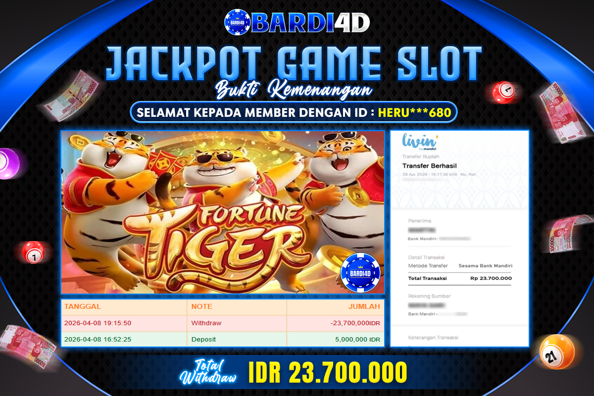 BARDI4D - BAYAR JACKPOT SLOT FORTUNE TIGER TOTAL RP.23.700.000 | DIBAYAR LUNAS