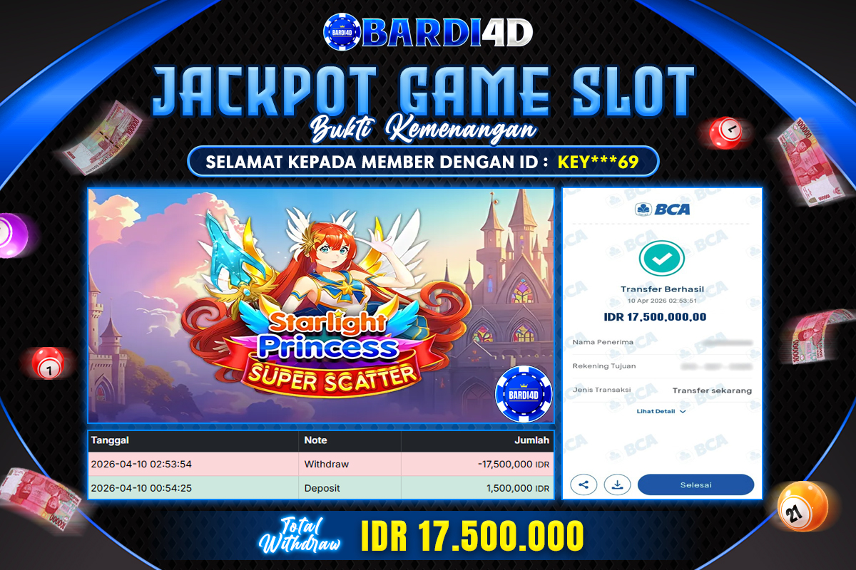 BARDI4D - BAYAR JACKPOT SLOT STARLIGHT PRINCESS SUPER SCATTER TOTAL RP.17.500.000 | DIBAYAR LUNAS