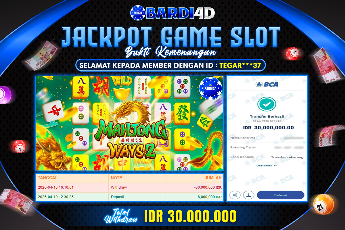 BARDI4D - BAYAR JACKPOT SLOT MAHJONG WAYS 2 TOTAL RP.30.000.000 | DIBAYAR LUNAS