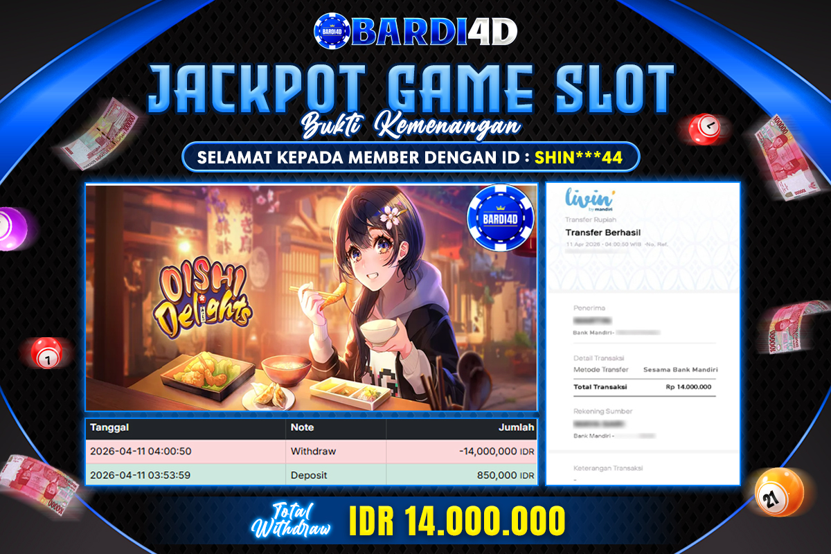 BARDI4D - BAYAR JACKPOT SLOT OISHI DELIGHTS TOTAL RP.14.000.000 | DIBAYAR LUNAS
