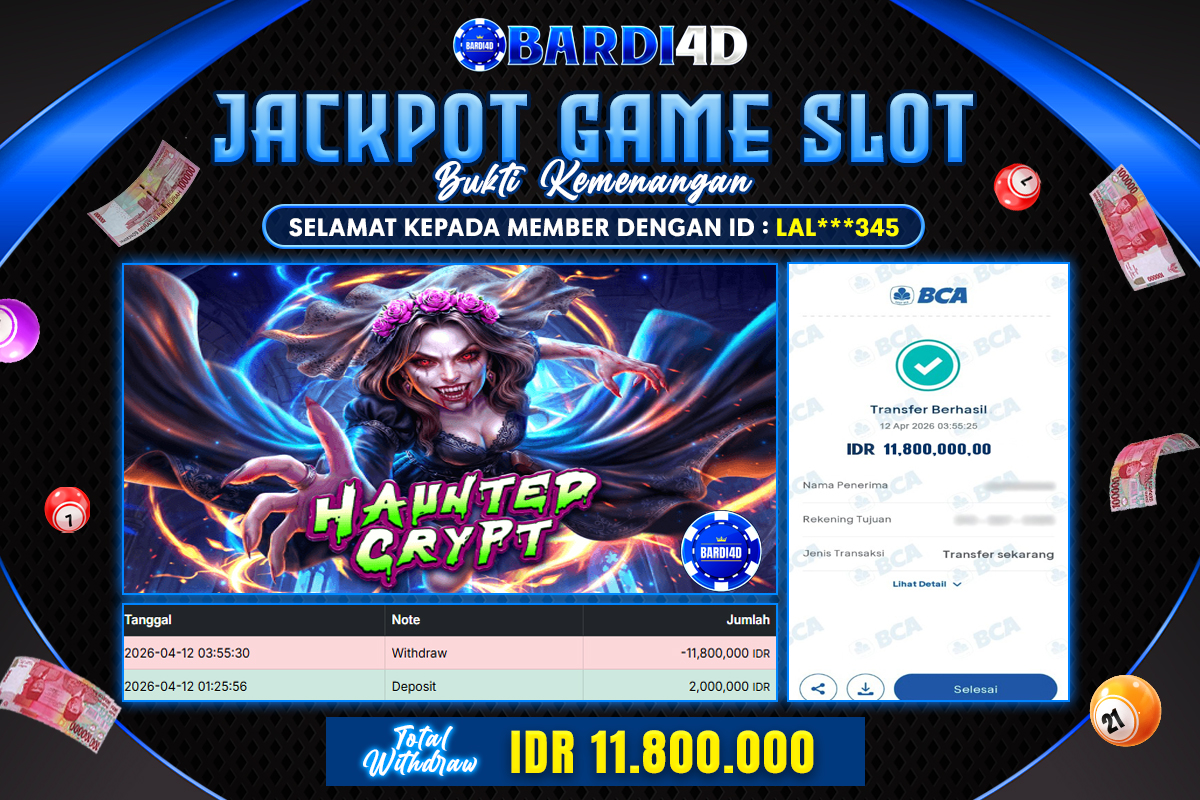 BARDI4D - BAYAR JACKPOT SLOT HAUNTED CRYPT TOTAL RP.11.800.000 | DIBAYAR LUNAS