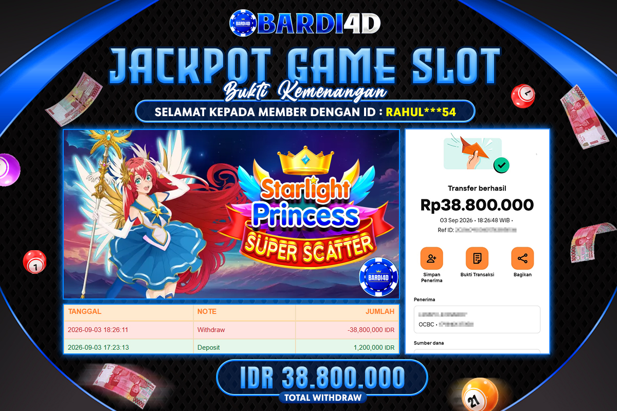 BARDI4D - BAYAR JACKPOT SLOT STARLIGHT PRINCESS SUPER SCATTER TOTAL RP.38.800.000 | DIBAYAR LUNAS