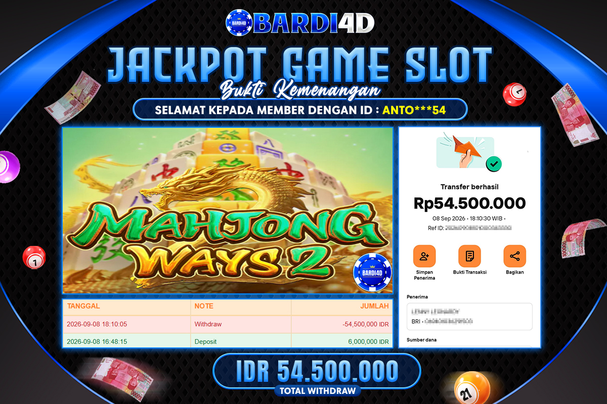 BARDI4D - BAYAR JACKPOT SLOT MAHJONG WAYS 2 TOTAL RP.54.500.000 | DIBAYAR LUNAS