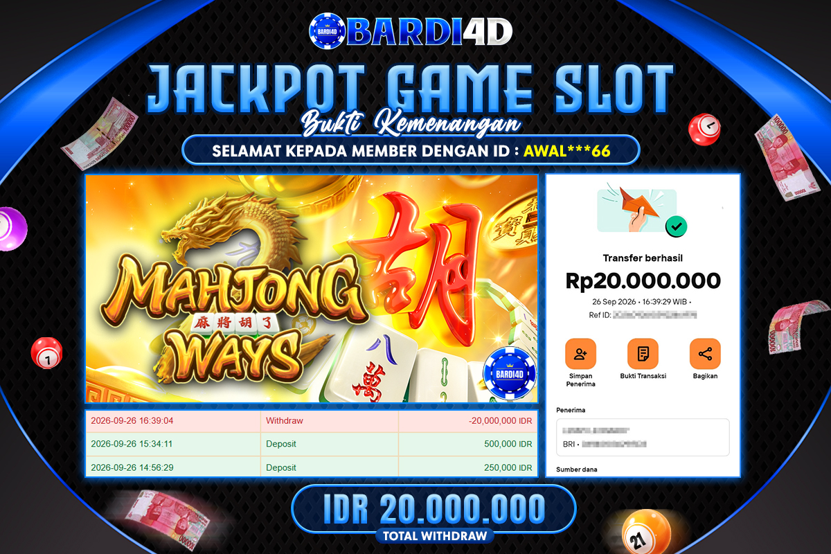 BARDI4D - BAYAR JACKPOT SLOT MAHJONG WAYS TOTAL RP.20.000.000 | DIBAYAR LUNAS