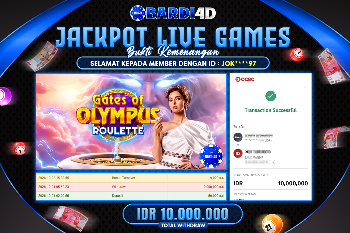 LEVISTOTO - BAYAR JACKPOTLIVE GAMES GATES OF OLYMPUS ROULETTE TOTAL RP.10.000.000 | DIBAYAR LUNAS